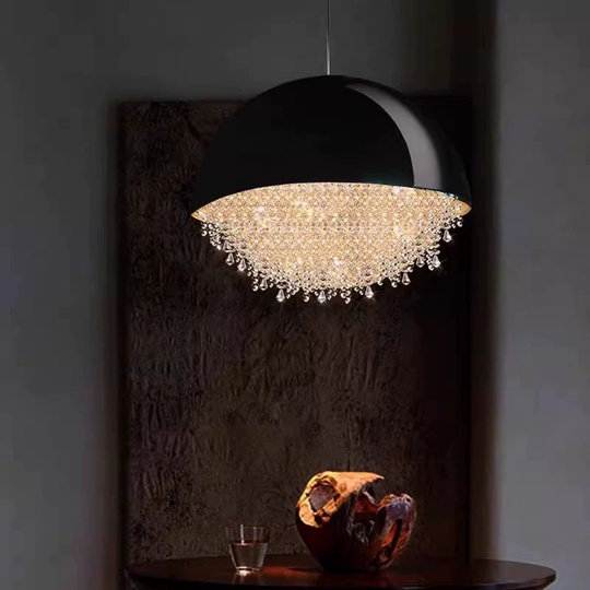 Люстра подвесная, серебро, черный, кристалл, SALENA BLACK 80*90 металл, LED.