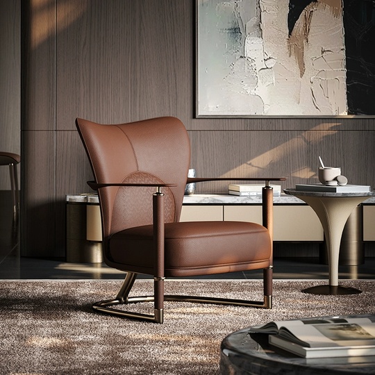 Кресло коричневое Faust, 73*80*86 см, кожа