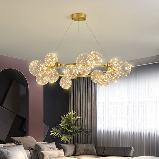 Люстра подвесная, золото, стекло, CHAT GOLD 120*32, металл, LED