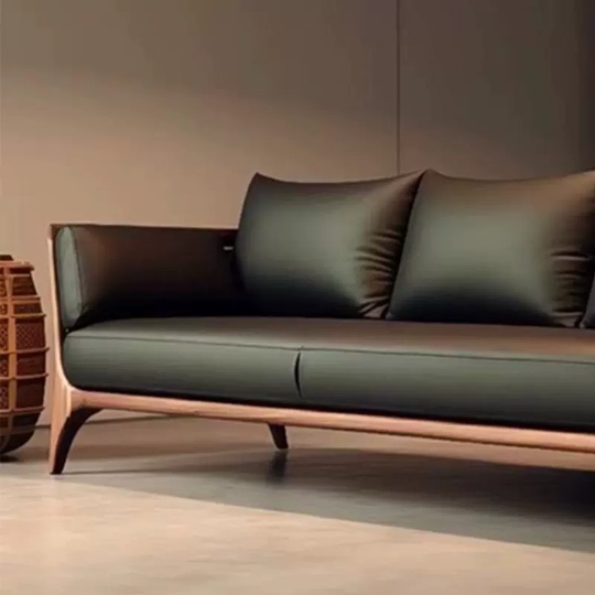 Прямой диван Edwards темный орех, кожа, 200*80*70 см