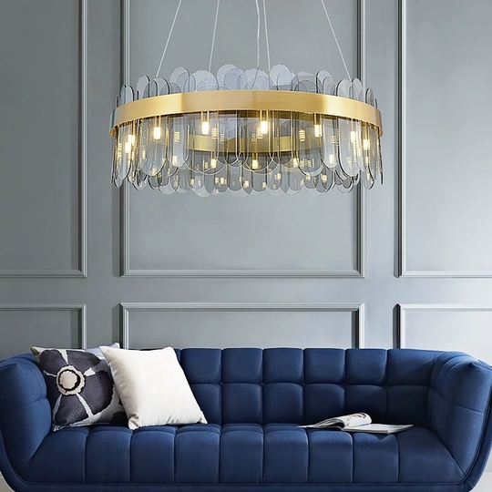 Люстра подвесная, медь, пепел, стекло, DOLUN 45*27, металл, G9.