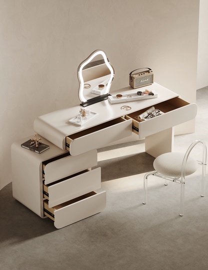 Туалетный стол кремовый Lotaringa в итальянском стиле, 100*74*40 см, массив дерева, 5 ящик