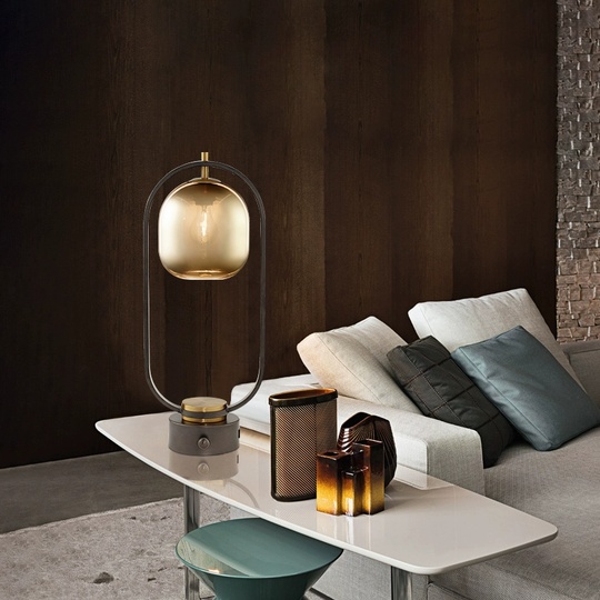 Настольная лампа JACOB 25*61, бронза, коричневый, металл, стекло.