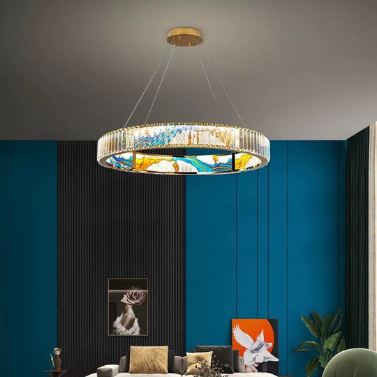 Люстра подвесная, золото, ПММА, RALPH 80*10 металл, LED.