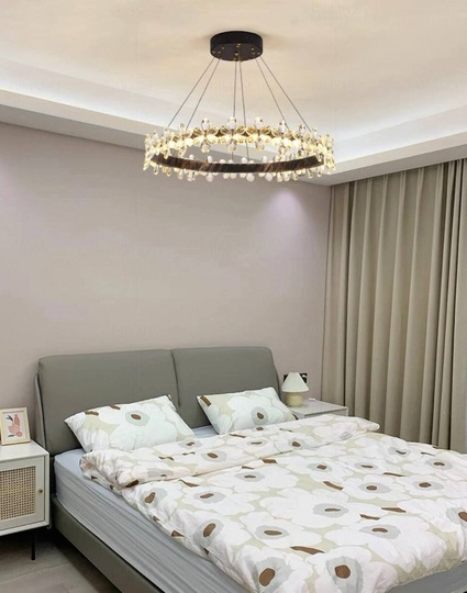 Люстра подвесная, черный, хрусталь, AXTON BLACK 40*120, металл, LED