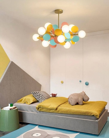 Люстра подвесная, золотисто-песочный, цветной, ПММА, CHUBI 67*27, металл, G9