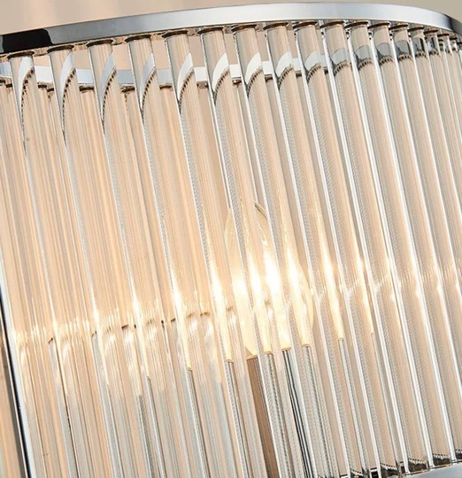 Настенный светильник, БРА WAYNE 30*28, серебро, прозрачный, стекло, металл, Е14.