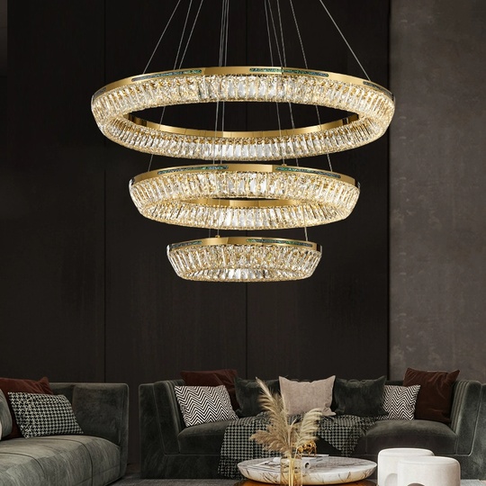 Люстра подвесная CANAN 80*180 золотой, хрусталь, металл, LED.