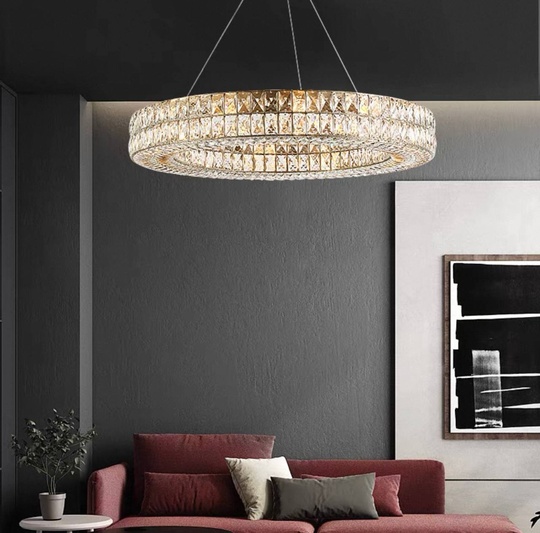 Люстра золотая Evlorm, металл, кристалл, 80*12 см, подвесная, Е14