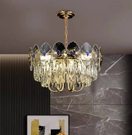 Люстра подвесная, золото, хрусталь, TOMA 50*30 металл, E14.