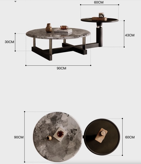 Журнальный стол Oreo, мраморный, в итальянском минималистическом стиле, 90х90х43 см.