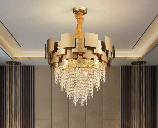 Люстра подвесная золотая Alvirox, металл, хрусталь, 58*48 см, E14