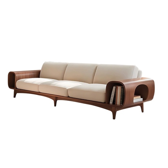 Прямой диван Jane темный орех, кожа, 260*85*80 см