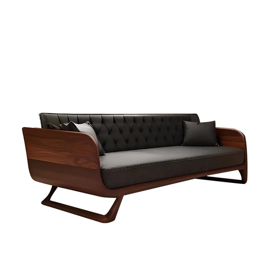 Прямой диван Brittany темный орех, кожа, 230*85*80 см