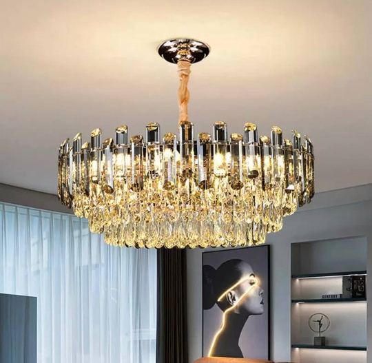 Люстра подвесная ALEV 75*30 золото, кристалл, металл, E14.