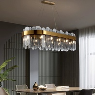 Люстра подвесная, медь, пепел, стекло, DOLUNAY 100*27, металл, G9.