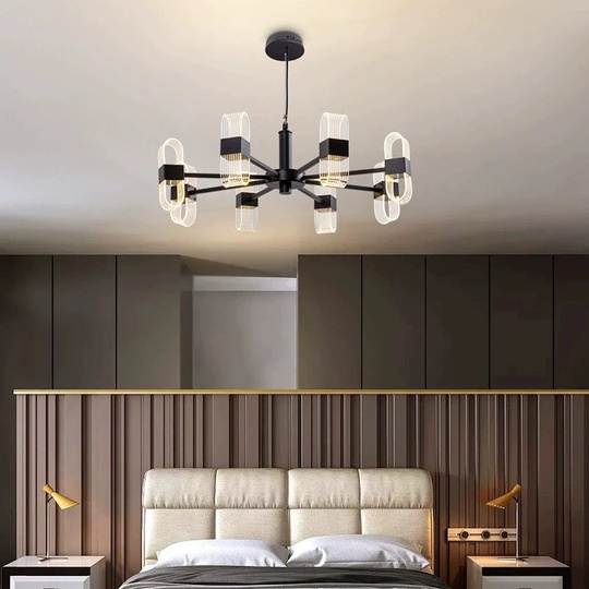 Люстра подвесная, черный, ПММА, AEGEN 80*30, металл, LED