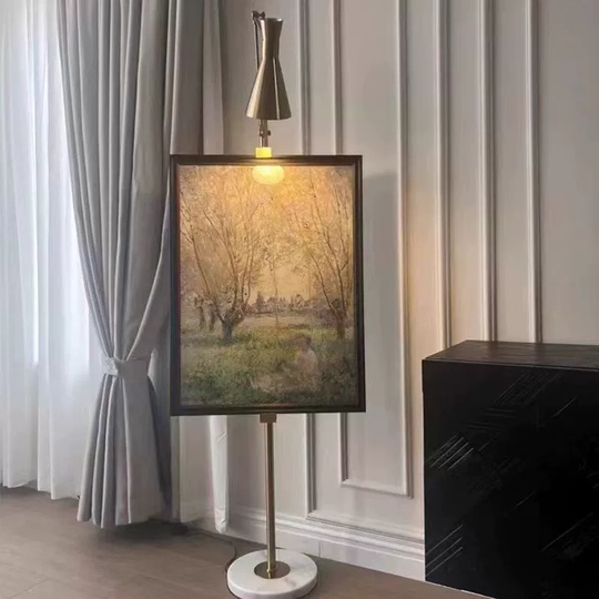 Торшер белый бронза Alqora, 50*170 см, LED, Е27, мрамор, 24 Вт