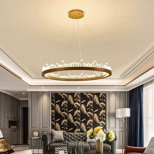 Люстра подвесная, золото, кристалл, LOUIS 80*11 металл, LED.