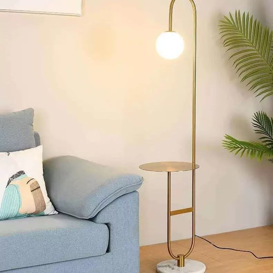 Торшер белый золото Eluvian, 33*153 см, LED, G9, мрамор, 14 Вт