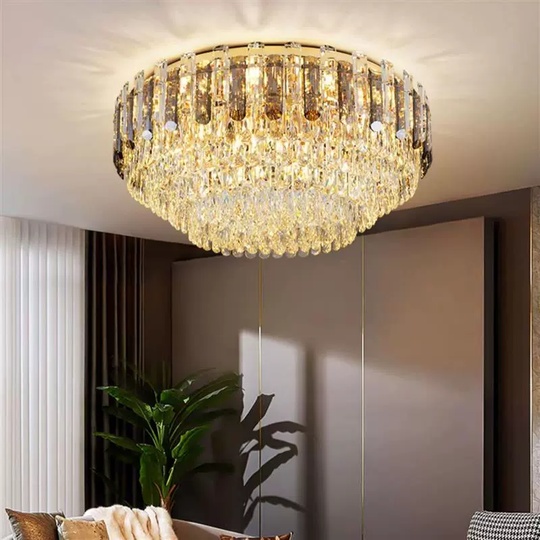 Потолочный светильник, медь, хрусталь, DIANA 100*38 металл, Е14.