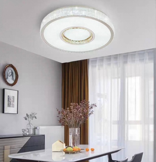 Потолочный светильник, хром, кристалл, LIZA 60*14 металл, LED.