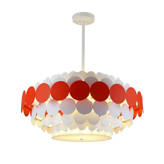 Люстра подвесная, красный, белый ПММА, ADOLPH 80*80, металл, Е14