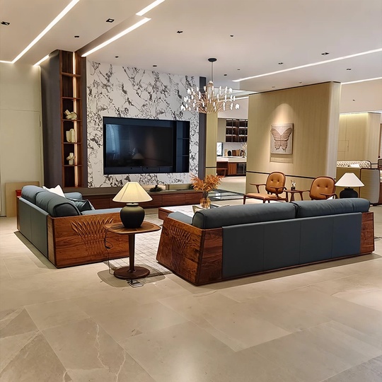 Прямой диван Martin темный орех, кожа, 230*85*80 см