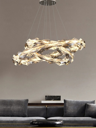 Люстра подвесная, медный, кристалл, AYLIN 80+100, металл, LED.