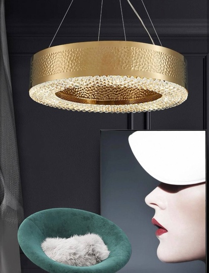 Светильник подвесной золотой Elquinox, металл, трос 65 см, 60*13 см, Е14