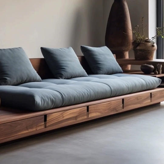 Прямой диван Lee темный орех, ткань, 260*80*75 см