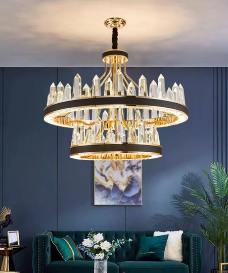 Люстра подвесная ALBENI 80*40 золото, кристалл, металл, LED.