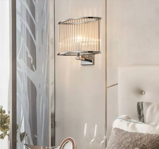 Настенный светильник, БРА WAYNE 30*28, серебро, прозрачный, стекло, металл, Е14.