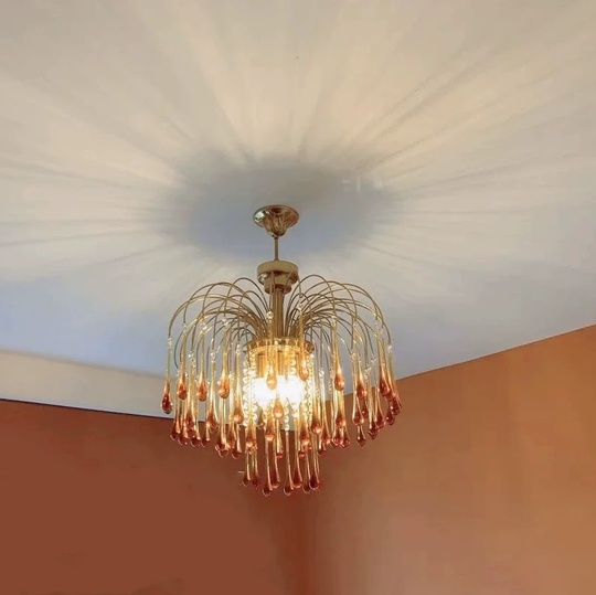 Люстра подвесная, бронза, стекло, NORTON 30*45 металл, E14.