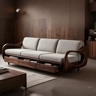 Прямой диван Fais, черный орех, 240 см, не раскладной, универсальный - для дома и офиса