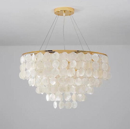 Люстра подвесная золотая Elyvor, металл, трос 50, 60*40 см, E14