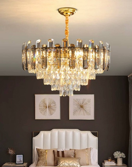 Люстра подвесная ALIM 60*46 золото, кристалл, металл, E14.