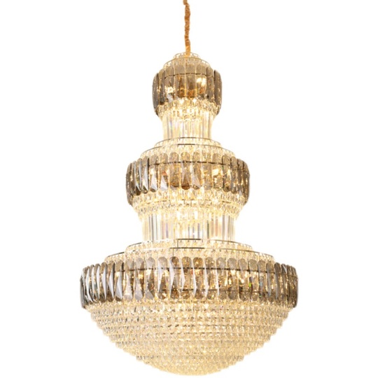 Люстра подвесная, золото, кристалл, DINGO 100*150 металл, E14.