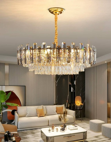 Люстра подвесная ALEV 50*30 золото, кристалл, металл, E14.