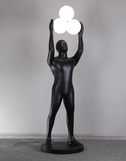 Торшер человек. Напольный светильник черный. Power man - 3 плафона, E27, 10 Вт