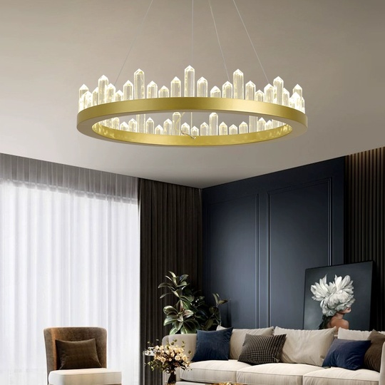 Люстра подвесная, золото, кристалл, LOUIS 120*11 металл, LED.