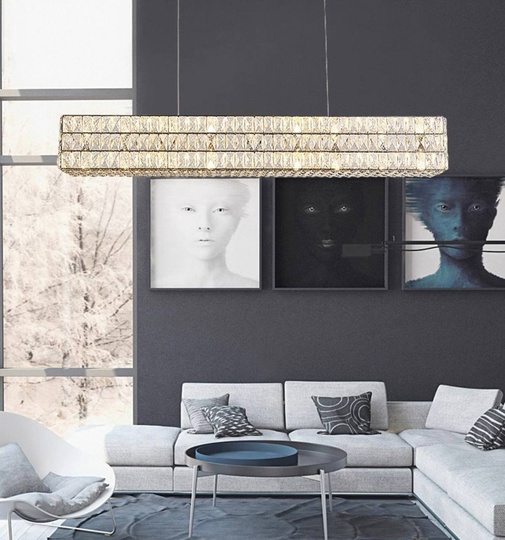 Люстра золотая Elypse, металл, кристалл, 150*17 см, подвесная, E14