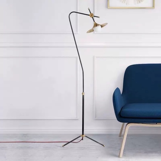 Торшер, золото, черный, Grasshopper 46*187, светодиодный, E27, металл