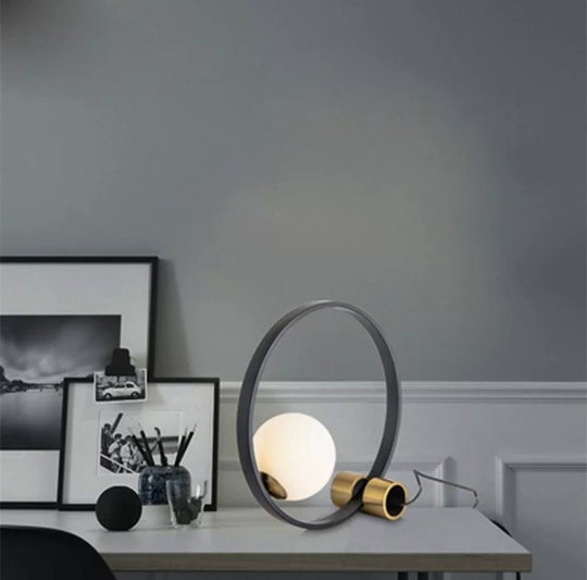 Настольная лампа CIRCLE 40*40, античная бронза, черный.