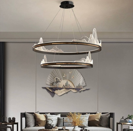 Люстра подвесная, черный, ПММА, ABBAS BLACK 40*60, металл, LED