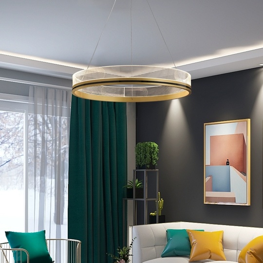 Люстра подвесная, золото, ПММА, MYLES GOLD 80*7, металл, LED