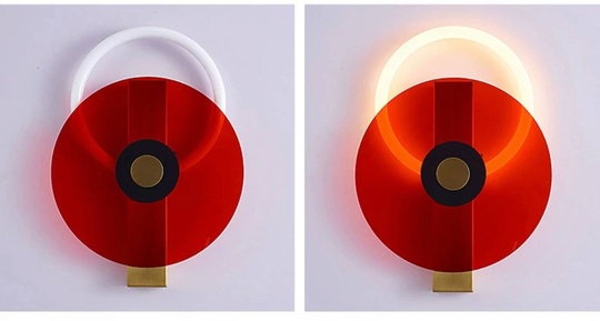 Настенный светильник, Бра, GEOFF 40*30, красный, металл, LED.