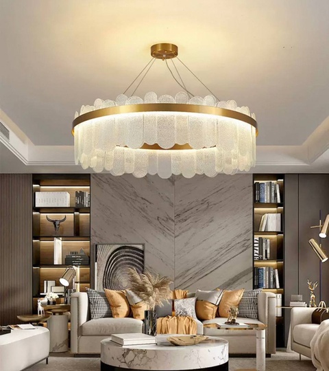 Люстра подвесная, медь, песочно-белый, стекло, DUYGU 80*27, металл, G9.