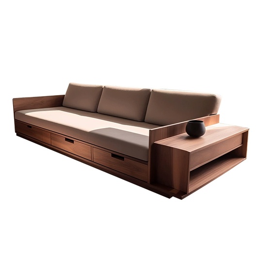 Прямой диван Jennifer темный орех, кожа, 260*85*80 см