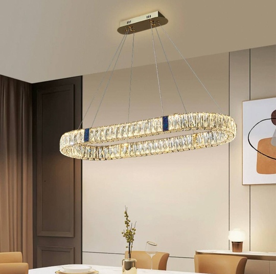 Люстра подвесная CEVHER 100*150 золотой, хрусталь, металл, LED.